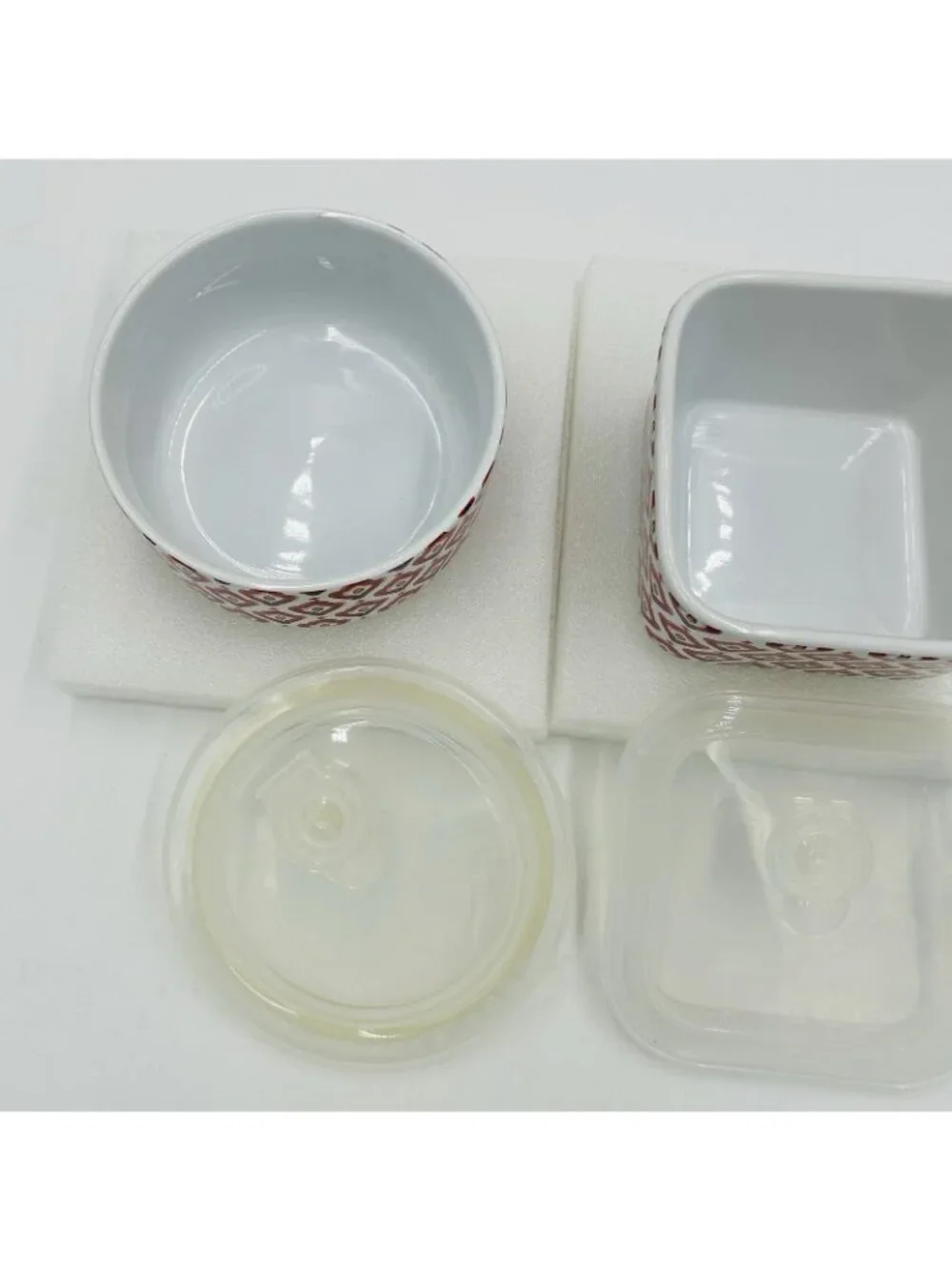 Set Of 2 Dash of That Lidded Stoneware Bowls Square Round Storage
